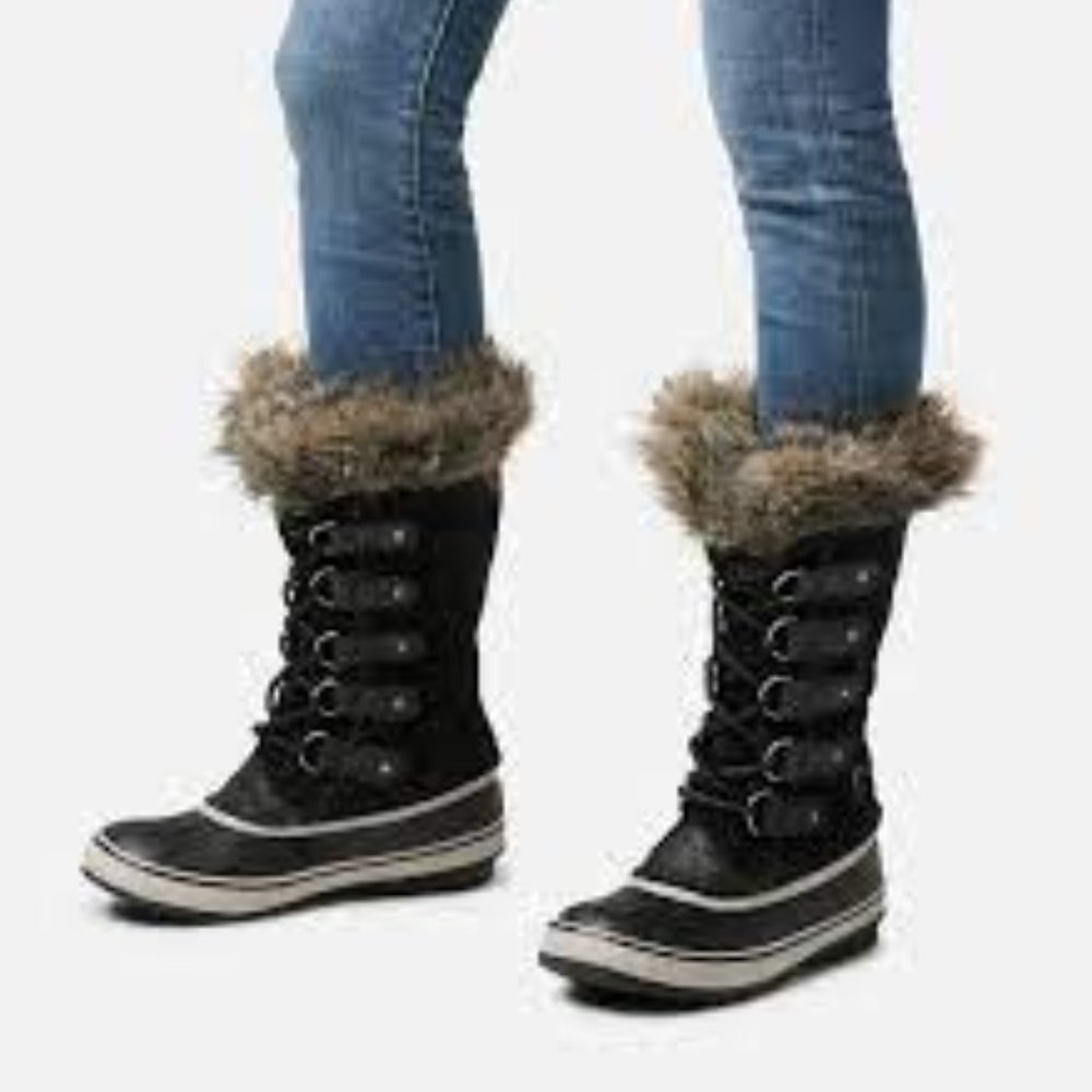 SOREL Joan Of Artic Snow Boots Women's 11 Black Faux Fur Waterproof Insulated